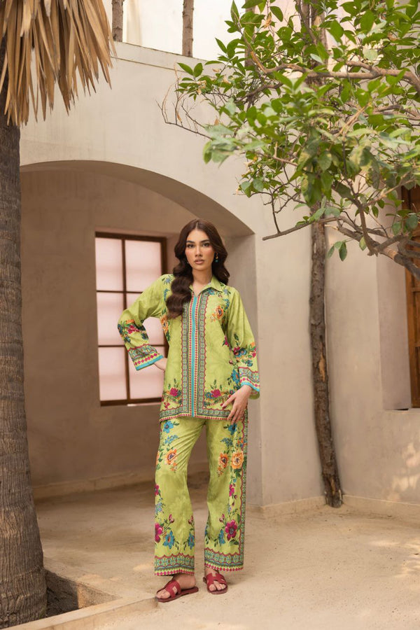 💚 Ethnic Elegance Floral Printed Co-Ord Set  🌸