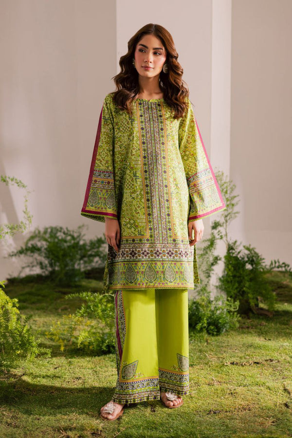 💚 Lime Green Glow & Ethnic Charm Printed Co-Ord Set 🌸
