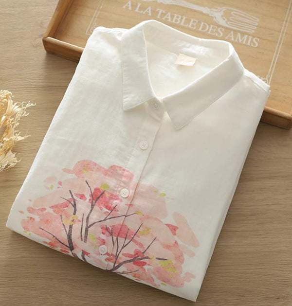 🌸 Sakura Blossom Cotton Shirt