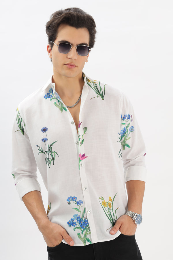 Men's Floral Printed Linen Shirt (M1)