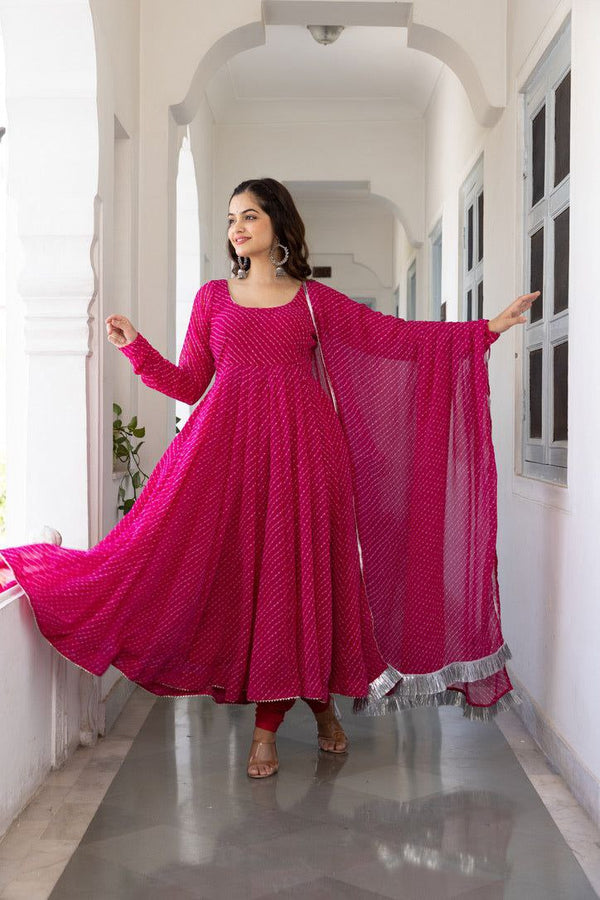 🌸 Rani Pink Anarkali Set ✨