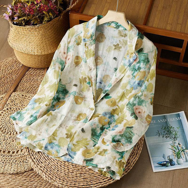 🌼 Blooming Garden Linen Jacket Shirt